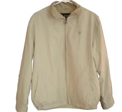Jaqueta masculina Izod cáqui leve tamanho pequeno zíper bronzeado - Imagem 1 de 4