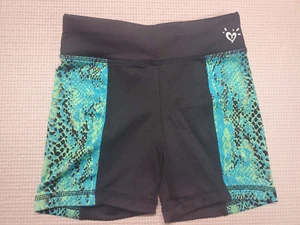 Justice Girls' Black/Green Lightweight Biker  Shorts size 6 - Picture 1 of 5
