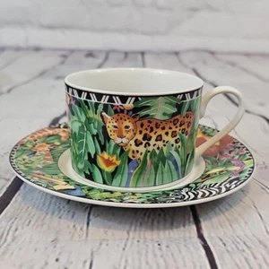 SAKURA MAGISCHER JUNGLE 9" Ultra PORZELLAN KAFFEE TEETASSE & UNTERTASSENTIERE - Bild 1 von 7
