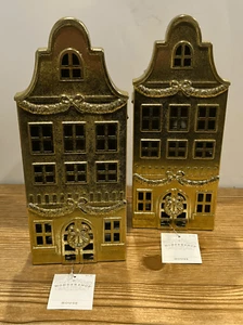 Target Natale Oro Casa Glitterata - Nuovo WONDERSHOP Villaggio Set di 2 - 2024 - Foto 1 di 5