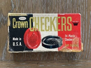 Set of Vintage Crown Checkers Black & Red Complete 24 pieces - Picture 1 of 6
