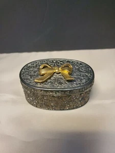 Vintage Victorian Style Oval Shape Box Blue Velvet Jewellery Trinket Box - Picture 1 of 7