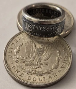 Morgan Silver Dollar Coin Ring .900 Coin Silver You Pick Sz. 8-13 Biker Ring - Picture 1 of 13