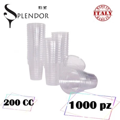 Bicchieri Acqua 1000 pz 10 confezioni Bevande Plastica Trasparente 200cc Monouso - Immagine 1 di 2