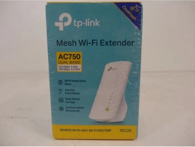 NEW TP-LINK RE220 AC750 DUAL BAND MESH WI-FI EXTENDER - Image 1 of 4