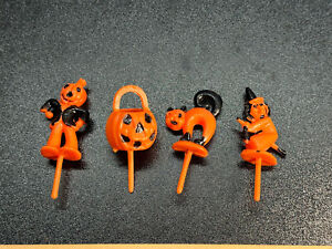 VINTAGE WILTON HALLOWEEN WITCH PUMPKIN CAT CAKE CUPCAKE TOPS TOPPERS (1980'S)