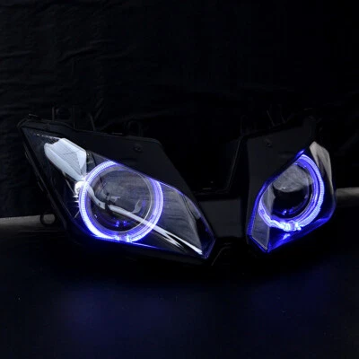 Headlight Assembly LED Light For Kawasaki Ninja 300 EX300 2013-2018 Blue Halo - Image 1 of 4