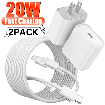 2x 20W USB-C Power Adapter Block PD Fast Charger Cord For iPhone 14 13 12 11 Pro - Image 1 of 4