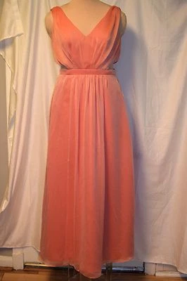 Vestido/vestido largo griego superpuesto de gasa coral Jim Hjelm lados recortados-12 Foto 1 de 4