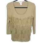 Sundance Top Lace Top Ruffle Top Long Sleeve Top Scoop Neck Top S Olive Green 