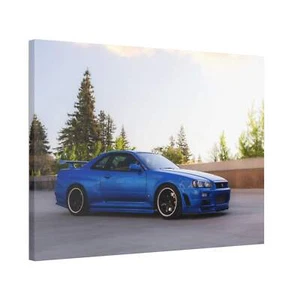 Nissan R34 GTR High Resolution Museum Quality Horizontal Canvas Print #025 - Picture 1 of 10