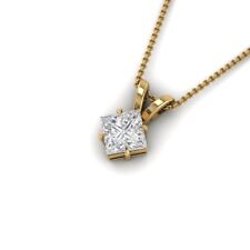 2.00 Ct VVS1 Princess Bridal Diamond Pendant 14K Solid Yellow Gold Necklaces