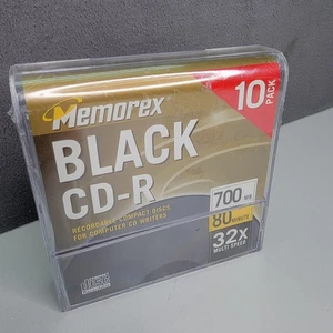 Memorex Black CD-R 10 Pack 700MB 80 Minute 32x Recordable Compact Discs New - Picture 1 of 7