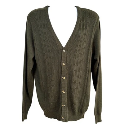 Cárdigan de abuelo ligero tejido con cable vintage Oscar de la Renta para hombre talla L Foto 1 de 4