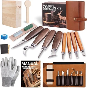 Kit de talla de madera Kit de corte: Juego de herramientas de lujo con cuero... - Imagen 1 de 7