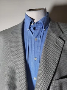 56L Blue Brown Gray Tooth Check 4-SEASONS Blazer Jacket Coat Joseph & Feiss - Picture 1 of 9