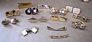 Collection of Mostly No Name Vintage Cufflinks,  and Collar Bars - Bild 1 von 3