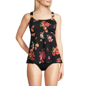 Lands' End Flutter Scoop Neck Tankini Floral Top Women's Medium - Picture 1 of 10