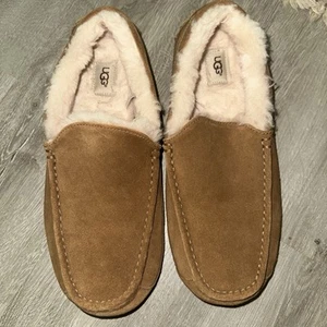 UGG ASCOT CHESTNUT SUEDE SHEEPSKIN SLIPPERS MOCCASINS SHOES SIZE 14 MEN EUC - Picture 1 of 15