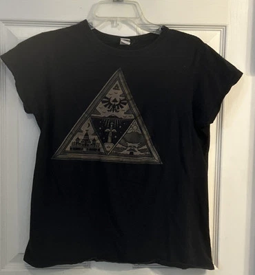 Legend Of Zelda Triforce Women’s T-shirt XL Gildan Softspun Black - Image 1 of 4