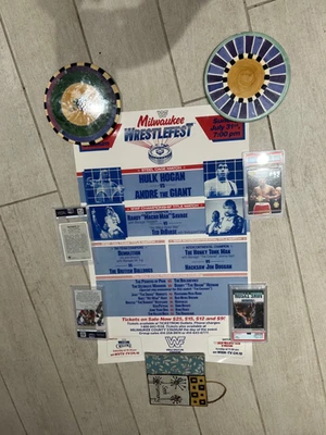 Póster de lucha libre Andre The Giant vs Hulk Hogan 1988 original de colección raro 14x22 Foto 1 de 2