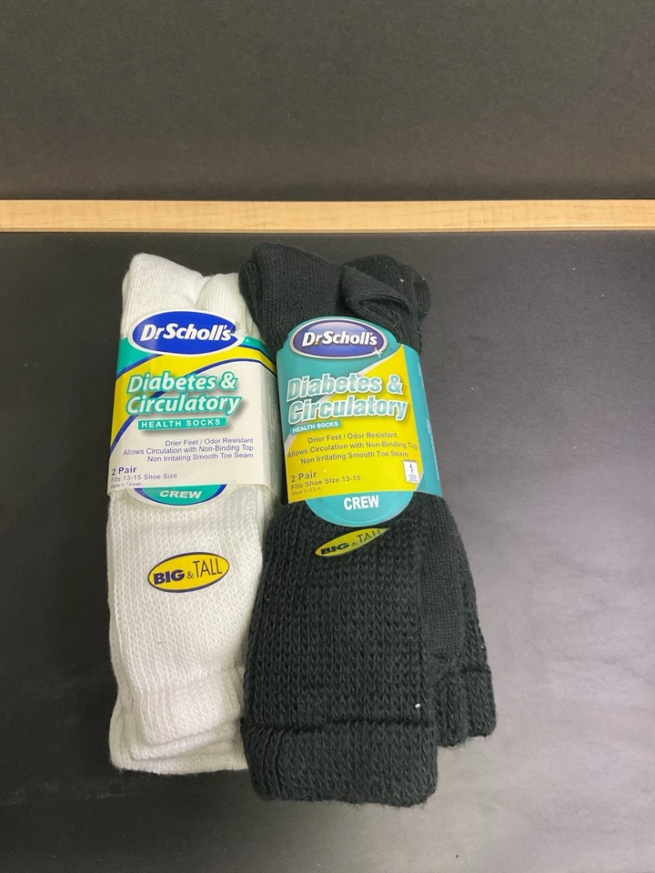 Calcetines Circulatorios para Diabéticos Dr Scholls Grandes Altos 13-15 Crew 4 Pares Nuevos Para Hombres  Foto 1 de 1