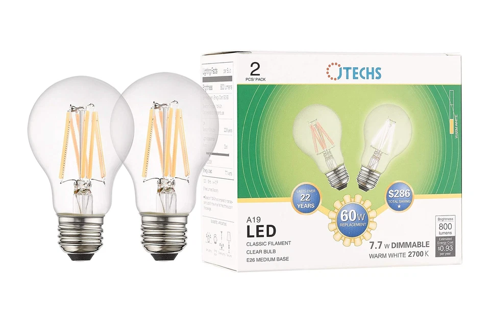 Bulbs, LED, 60pk (30-2pks), 60W, Warm White 2700K, Dimmable, A19, E26 Medium ... - Image 1 of 1