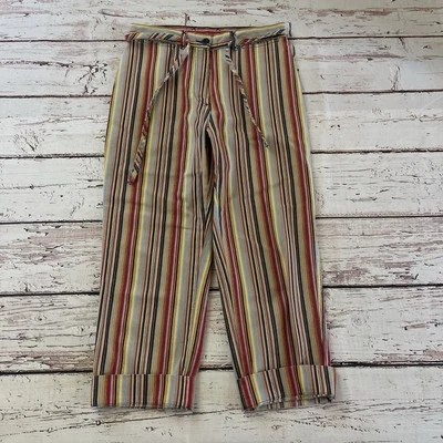 St. John's Bay 复古 90 年代腰带直筒条纹波西米亚女式 6 码 — 第 1/4 张图片