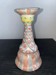 Vtg Mackenzie-Childs Single Light Candlestick Rose Cottage Candle Holder - Picture 1 of 11