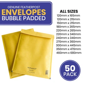 50 x GOLD FEATHERPOST GENUINE BUBBLE PADDED ENVELOPES MAILERS BAGS ALL SIZES UK - Picture 1 of 8