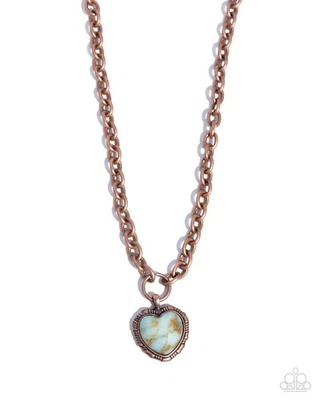 Paparazzi ​Heartfelt Horoscope - Copper - Marbled Blue Stone - Necklace & Earrin - Image 1 of 3
