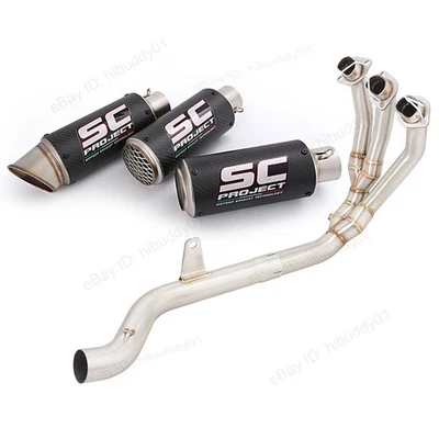 For Triumph Trident 660 Tiger 660 2022-2025 Complete Exhaust System Carbon Pipe - Image 1 of 4