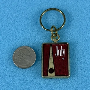 Vintage July Birthstone Ruby Rhinestone Metal Keychain Key Ring #58220 - Picture 1 of 3