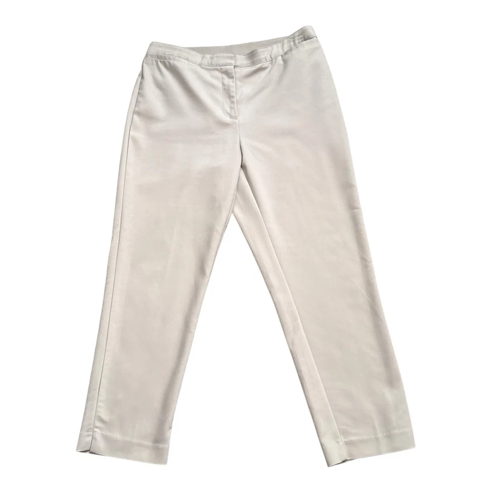 RUBY RD Womens Size 12 Khaki Beige Straight Leg Flat Front Pants 27" Inseam - Image 1 of 4