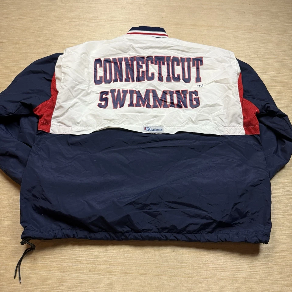 Jaqueta de Natação Vintage Connecticut Wildcats XL Anos 90 Fabricada nos EUA UConn - Imagem 1 de 4