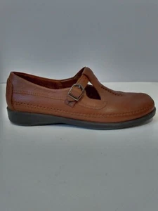 Zapatos planos Dex Classic para mujer marrón artesanal con correa de cuero hebilla talla 9,5 M - Imagen 1 de 10