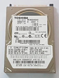 80 GB Ide Toshiba MK8026GAX P-Ata 5400rpm 16MB HDD 2,5 " Internal Hard Drive - Picture 1 of 1