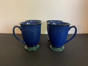 Denby Metz Set/4 Blue Green Footed Coffee Mugs Stoneware England - Picture 1 of 4