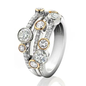 Wunderschöne versilberte Zirkonia Ringe für Damen Hochzeit Party Schmuck - Bild 1 von 16