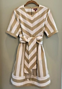 Mini Vestido STAUD "York" Mezcla de Lino Chevron Rayas Recortado Talla PEQUEÑO Excelente - Imagen 1 de 14