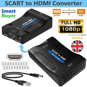 SCART to HDMI Converter Composite Audio Video Scaler With HDMI Cable AV Adapter - Picture 1 of 6