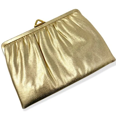 Vintage - 1960s Mardane Gold Lame Clutch Chain Strap Purse Latch Chain Mirror  - Image 1 of 4