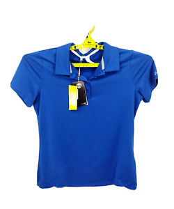 NWT Under Armour Polo Womens L Blue Heatgear Fitted UPF 30 Shirt Dry Lightweight