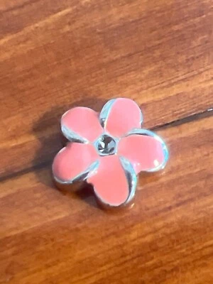 Origami Búho Dije Tono Plata Flor Rosa Esmalte Floral Medallón Verano Primavera Foto 1 de 2