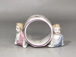 Antique Cherub Boy and Girl Napkin Ring or Birth Baptism Certificate Holder - Picture 1 of 7