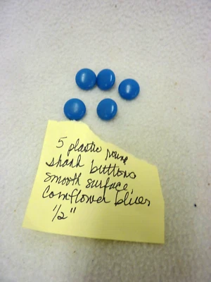JUEGO DE CINCO BOTONES PLÁSTICO ACIANO AZUL 1/2" Foto 1 de 4