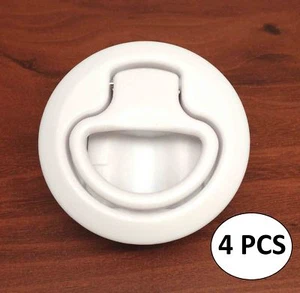 #4Pcs Marine Boat White Plastic Flush Pull Slam Latch Hatch Lift 2 3/8"D - Picture 1 of 4