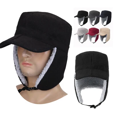 Hombres Mujeres Invierno Forrado de Vellón Cálidos Sombreros con Visera A Prueba de Viento Orejera Gorra de Esquí Foto 1 de 4
