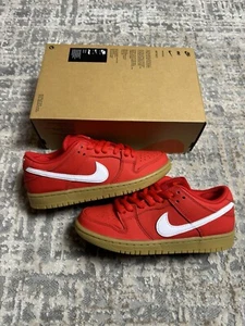 Size 4 - Nike Dunk Low Pro SB University Red White Gum Orange Label FJ1674 600 - Picture 1 of 5