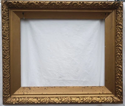Large Antique Solid Wood Frame with Floral Molding Gilt Viewing Size 20.5"X16.5" - Image 1 of 4